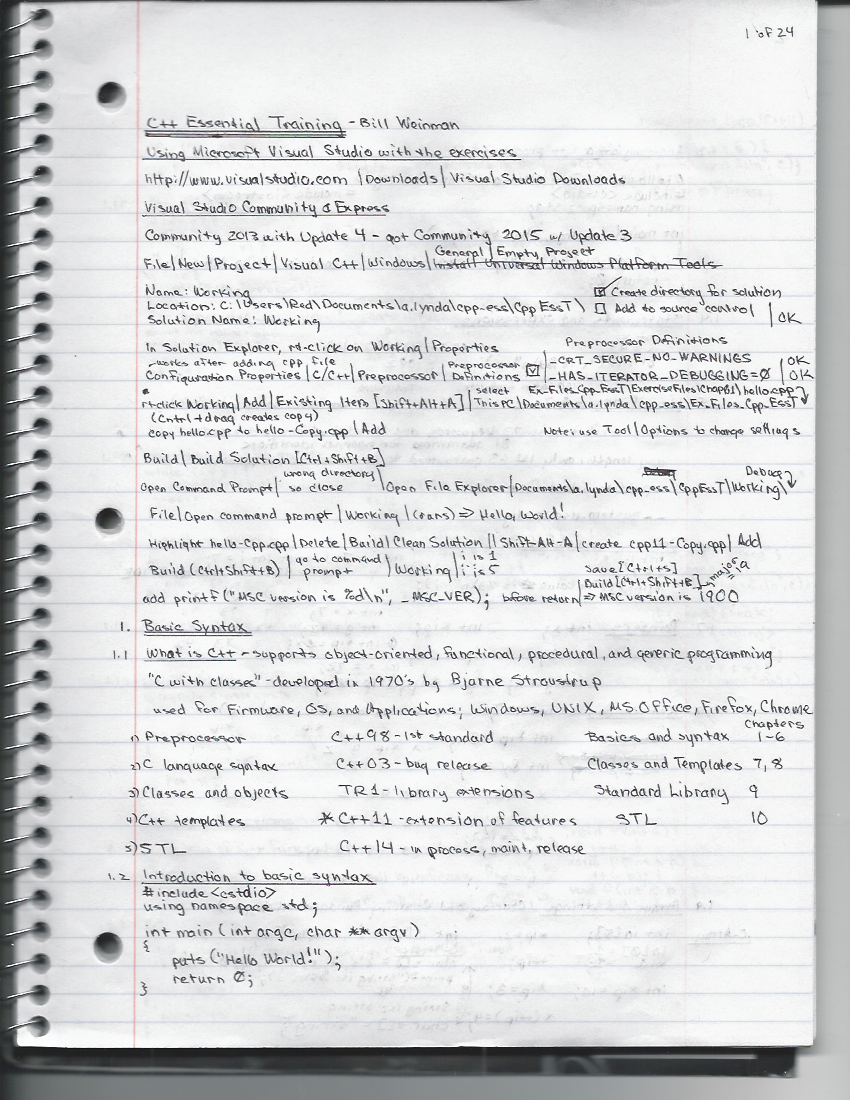 C++ Essential Training, page 1
