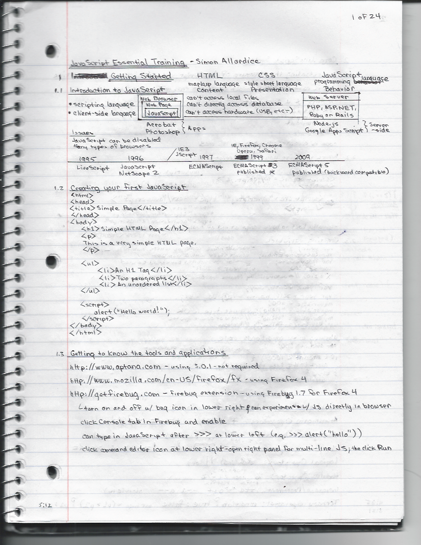 JavaScript Essential Training, page 1