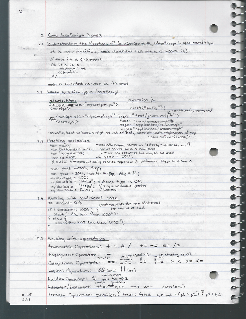 JavaScript Essential Training, page 2